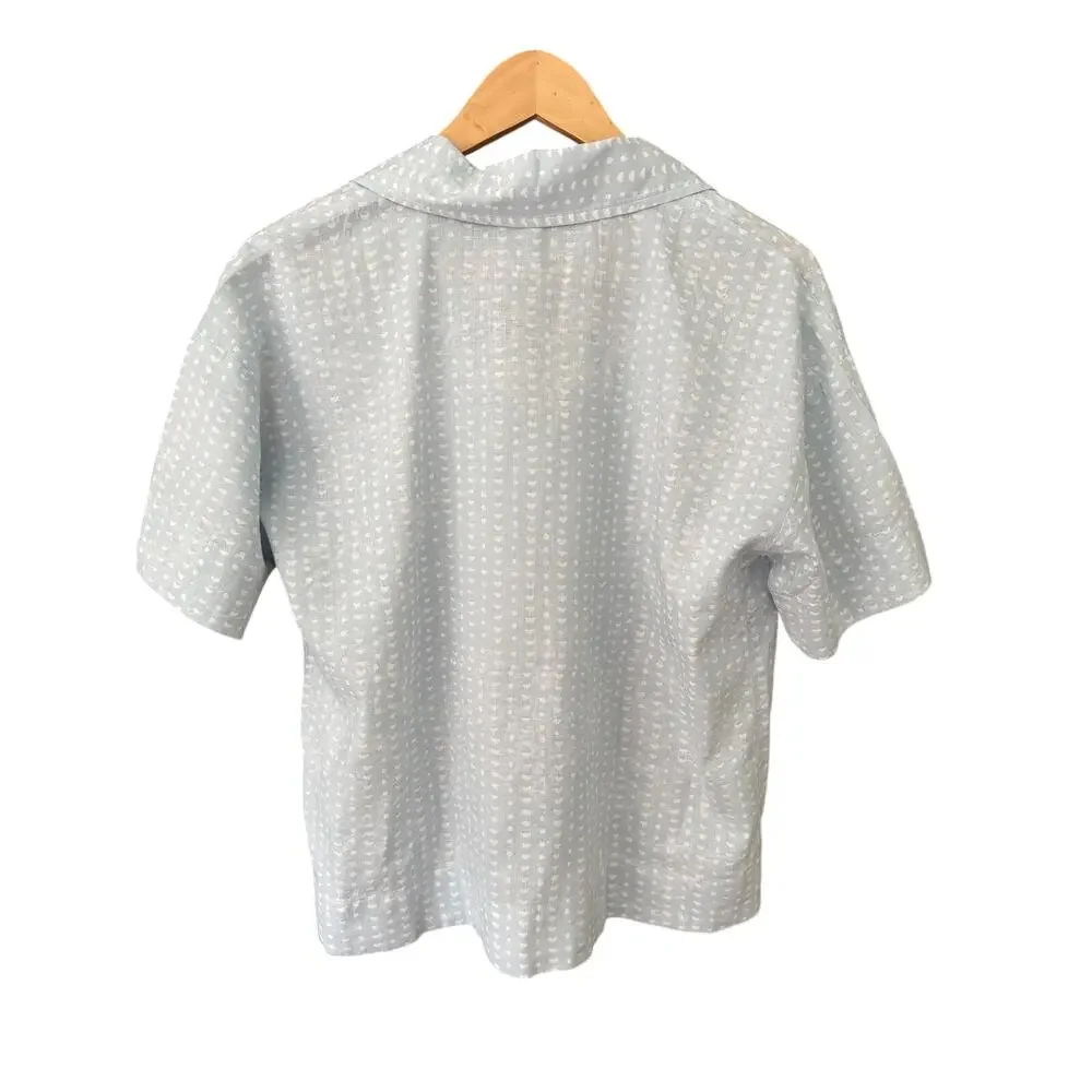 NWT Haven Well Within Cotton Linen Faded Dot Pajama Set Medium Saltwater Blue